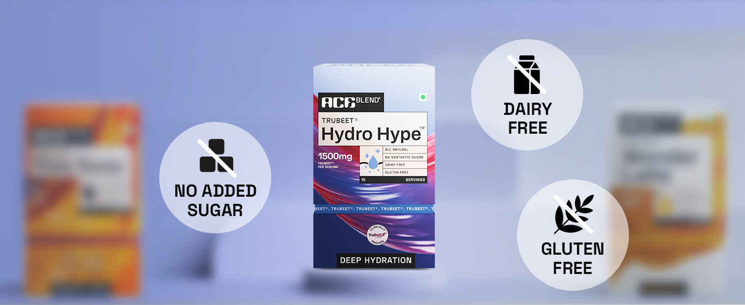Ace Blend Hydro Hype (5 Sachets) | Energy & Blood Flow | Instant Hydration | Full-Spectrum Electrolytes | 100% Natural Beetroot Extract with Multi Vitamins & Minerals | Java Plum - For Men & Women