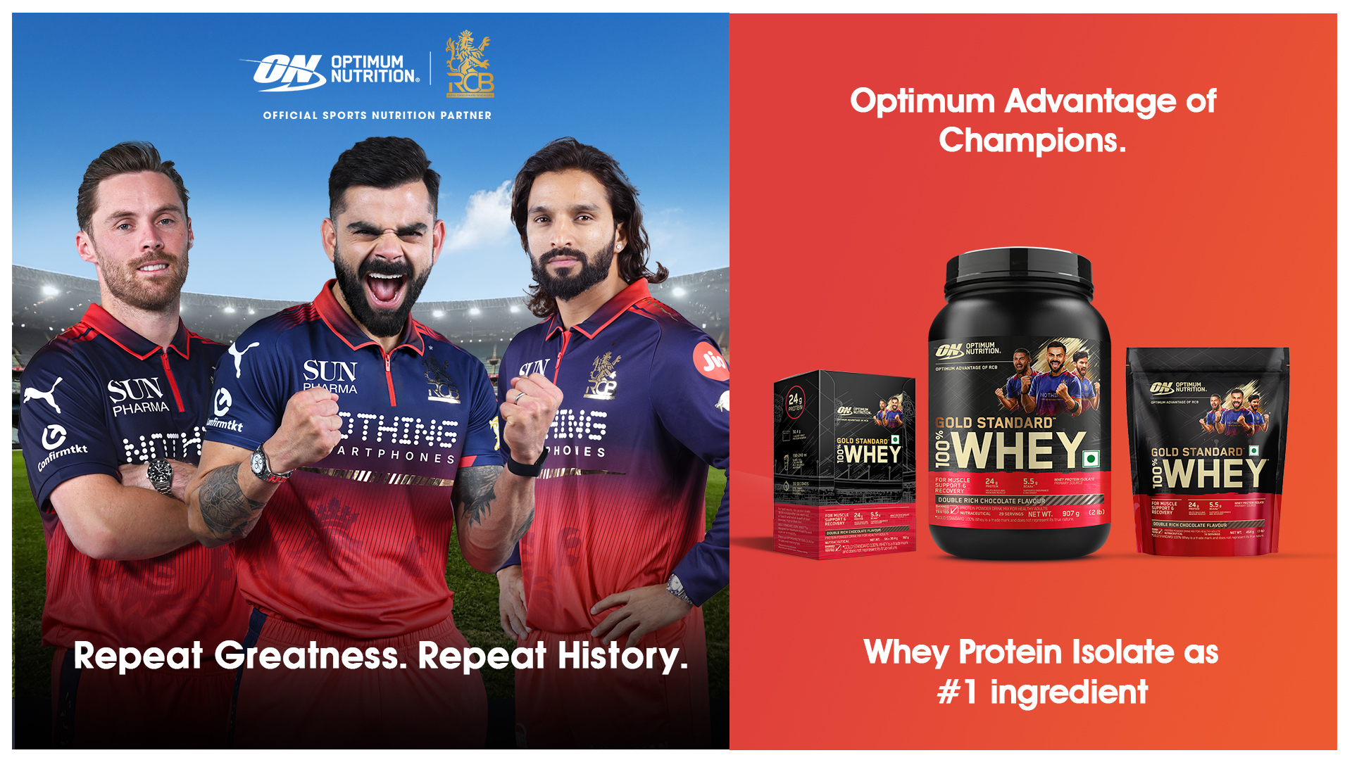 Optimum Nutrition (ON) Gold Standard 100% Whey 907 g, (Double Rich Chocolate) Protein Powder for Muscle Support & Recovery, Vegetarian - Primary Source Whey Isolate