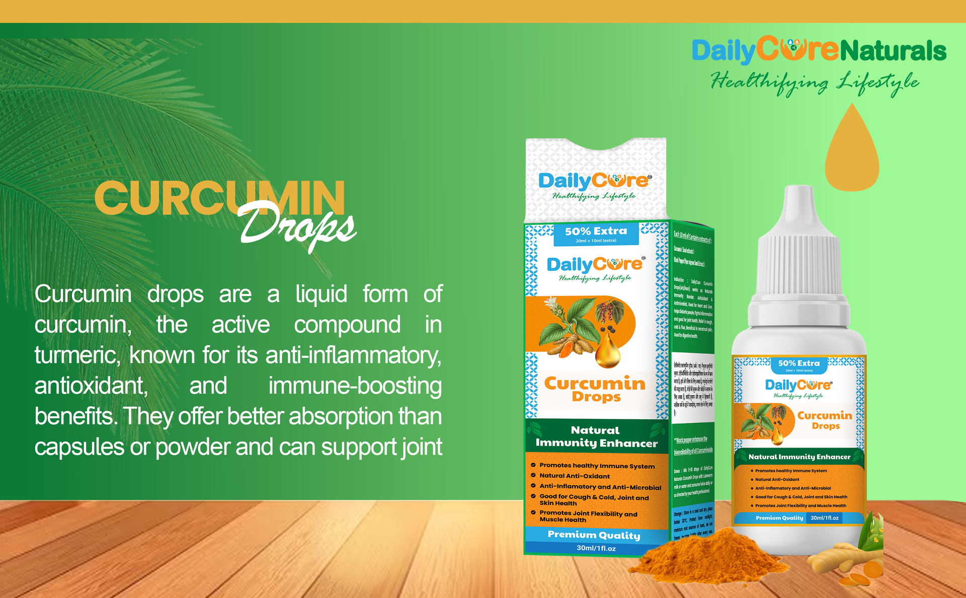 Curcumin Drops 30ml to Boost Immunity and Strength and joint flexibility