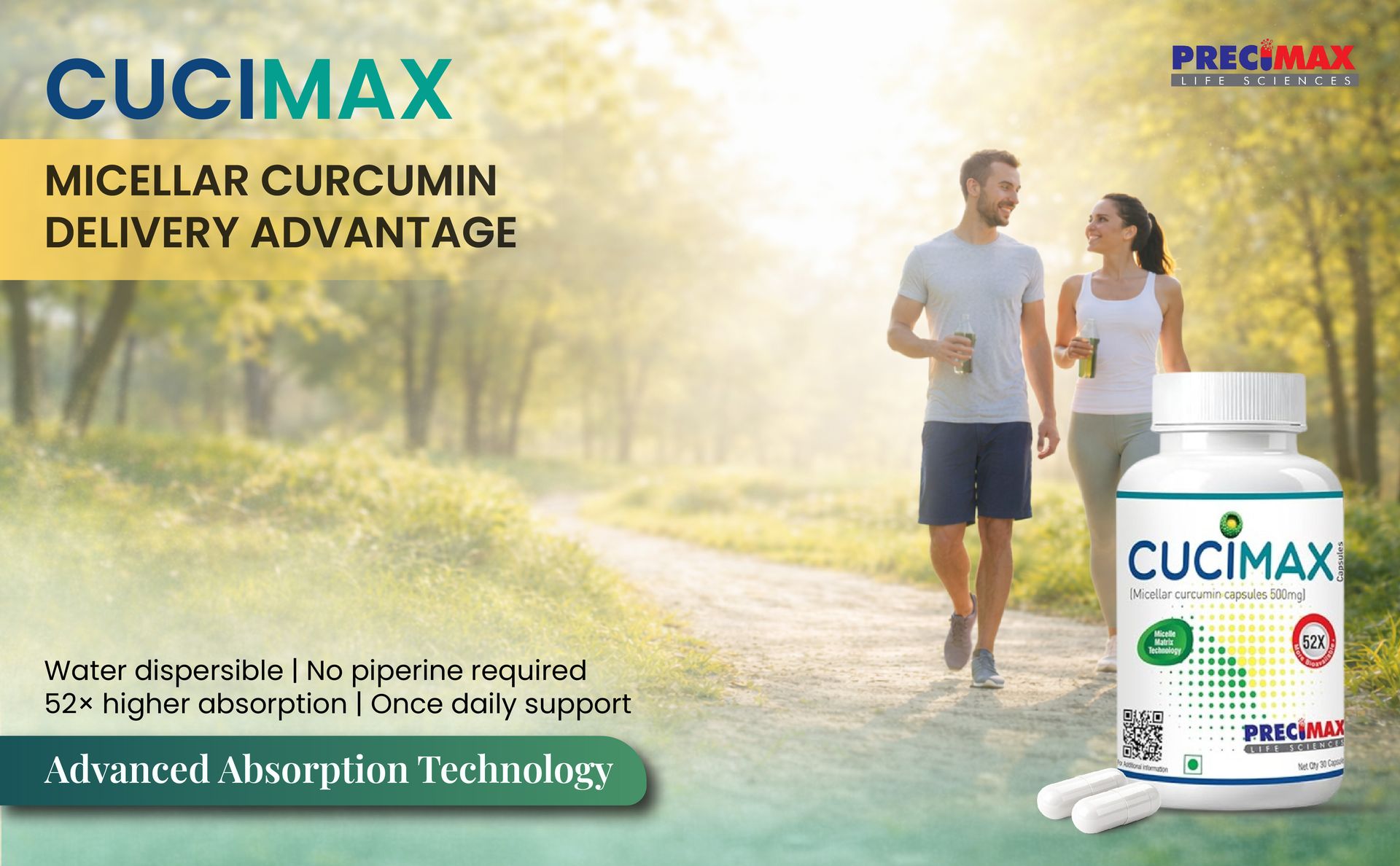 CUCIMAX Micellar Curcumin Capsules 500 mg | 52X More Bioavailable Nano Curcumin | Anti-Inflammatory & Antioxidant Supplement | Supports Joint, Brain & Immune Health | 30 Capsules (15x2)