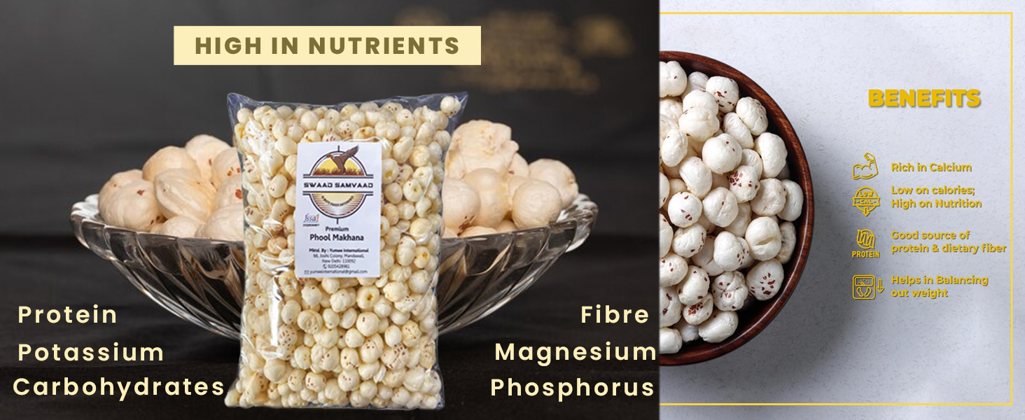 Desi phool makhana Jumbo Handpicked Lotus Seeds/Fox Nuts Big Size Phool Makhana (Pop/Gorgon Nut Puffed Kernels)(Without chamicals) (2KG)