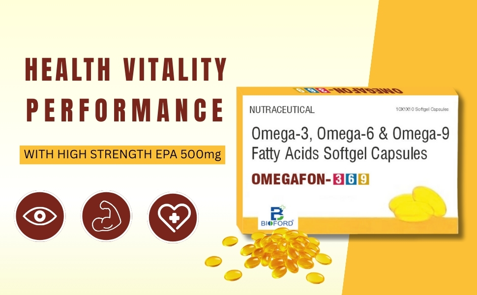 Omegafon 3 6 9 Fatty Acids Derived From Flax Seed Oil 500mg Softgel Capsules For Men & Women (Pack of 2)