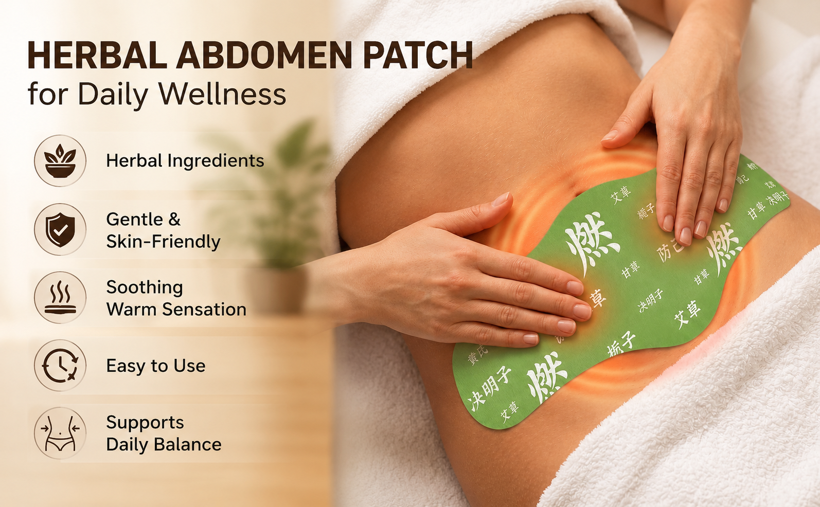 Balance Patch with Herbal Formula, Belly Button Patch for Daily Wellness & Abdominal Comfort, Skin Friendly Adhesive Herbal Waist Patch for Women, 5 Pcs Pack