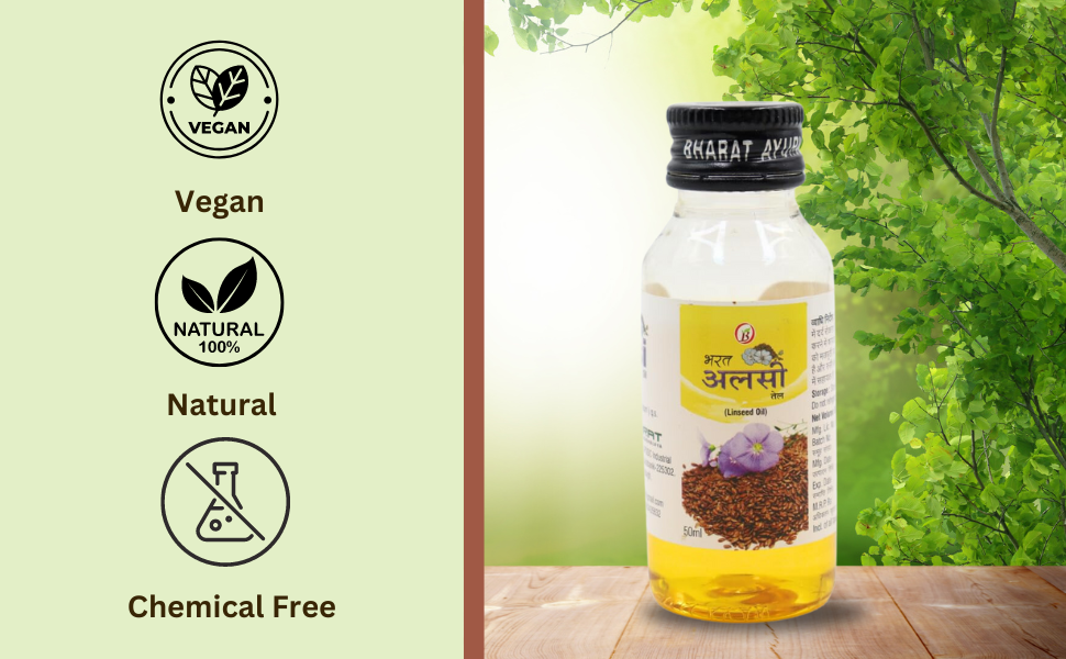 Bharat Ayurvedic Aushdhalaya Flaxseed Oil (Alsi Ka Tail), 100 ml (Pack of 2)