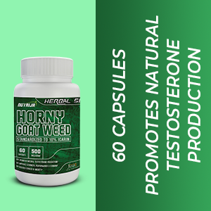 NutriJa Horny Goat Weed Extract 500mg - 60 Veg Capsules | Standardized to 10% Icariin | Supports Natural Vitality, Strength & Stamina | High Potency Herbal Supplement