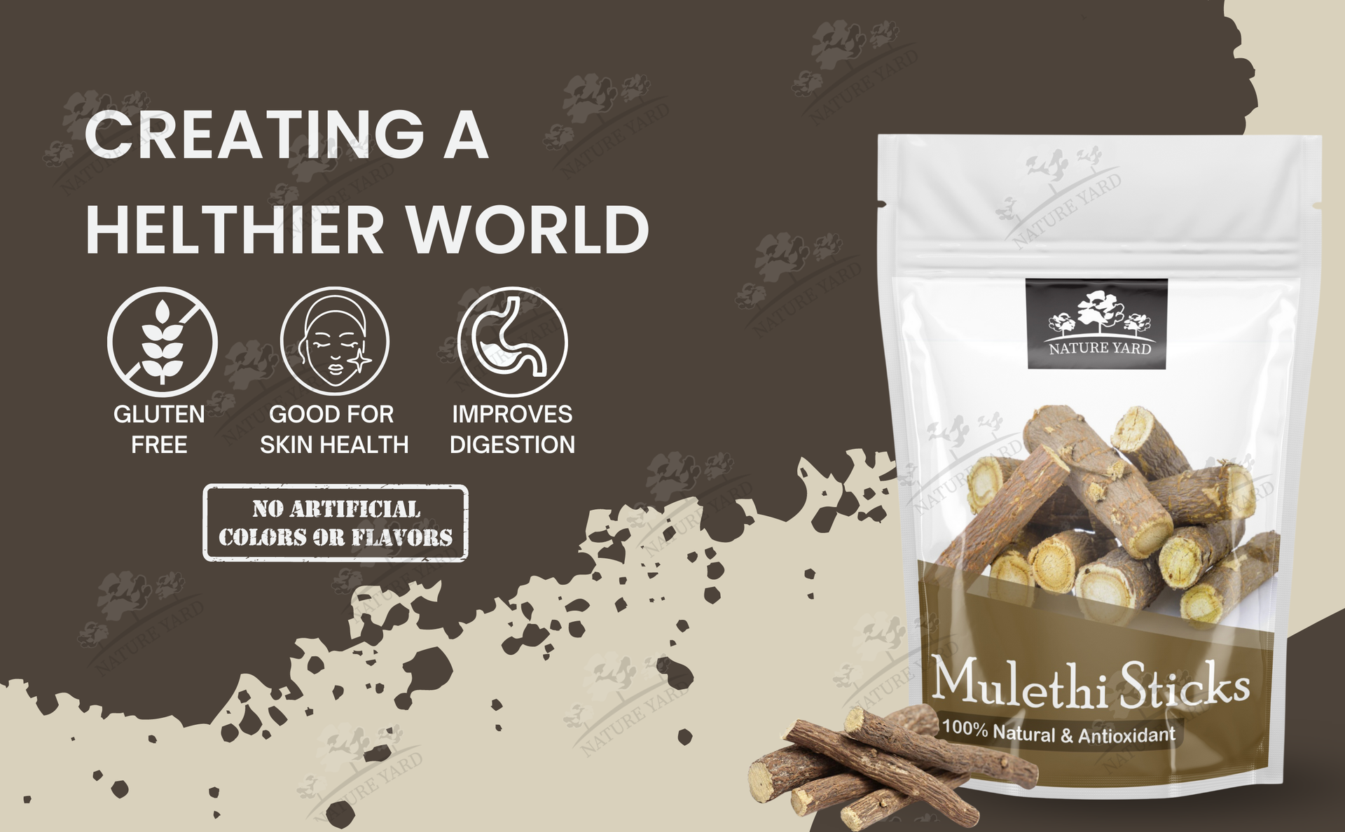 NATURE YARD Mulethi Stick Organic for Eating - 100 Gm - Licorice root/Yastimadhu/Glycyrrhiza glabra Sticks/for Hair Growth and Face -100% Natural & AntiOxidant