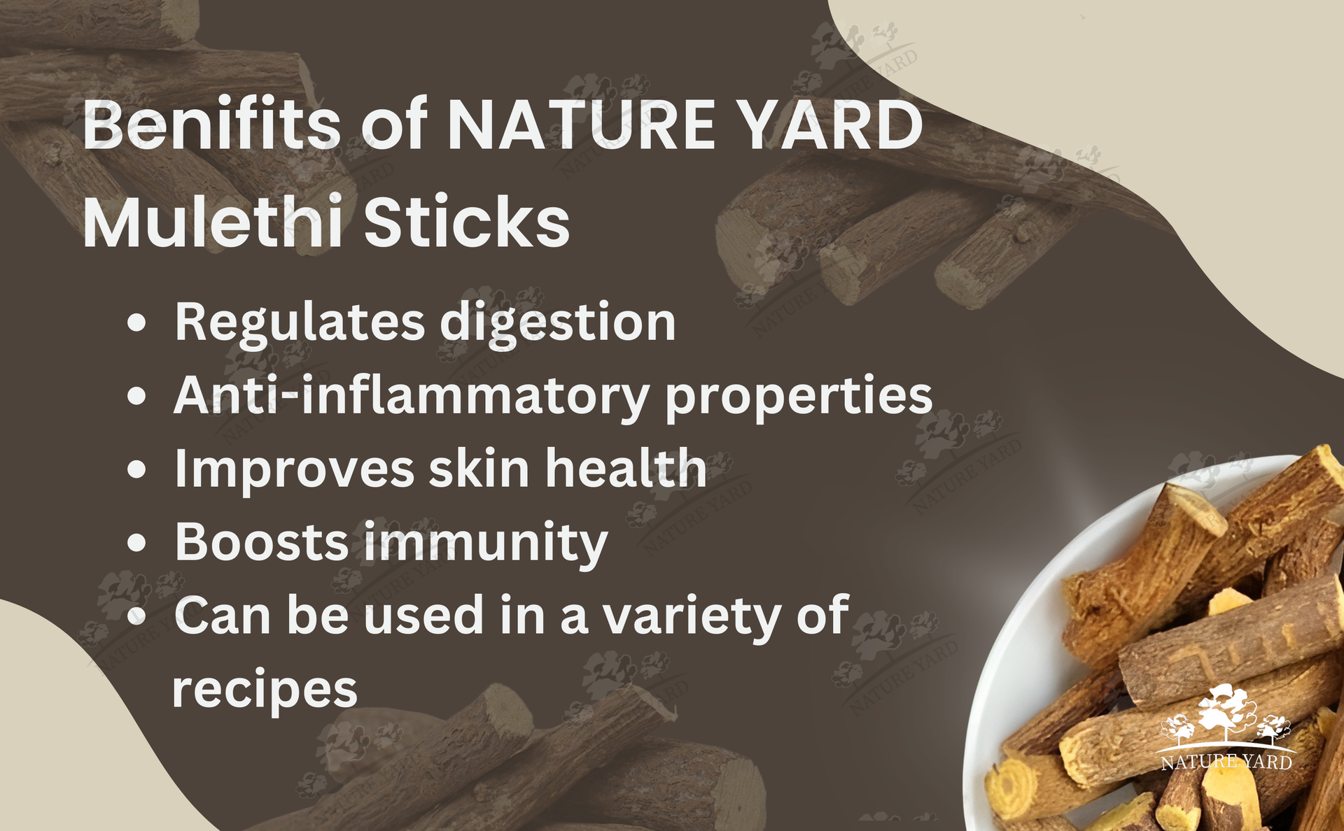 NATURE YARD Mulethi Stick Organic for Eating - 100 Gm - Licorice root/Yastimadhu/Glycyrrhiza glabra Sticks/for Hair Growth and Face -100% Natural & AntiOxidant