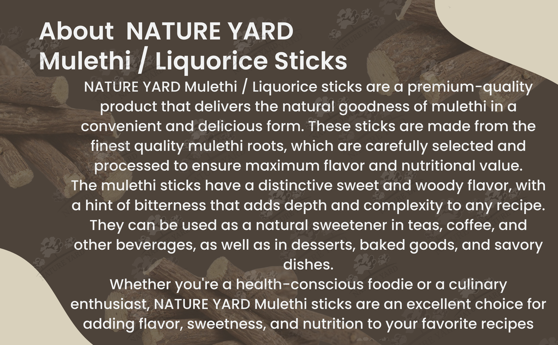 NATURE YARD Mulethi Stick Organic for Eating - 100 Gm - Licorice root/Yastimadhu/Glycyrrhiza glabra Sticks/for Hair Growth and Face -100% Natural & AntiOxidant