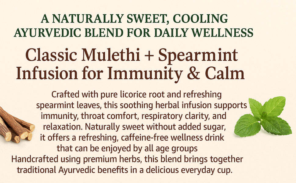 The Indian Chai - Licorice Mulethi Zing Tea 30 Pyramid Tea Bags with Spearmint for Immunity and Stress