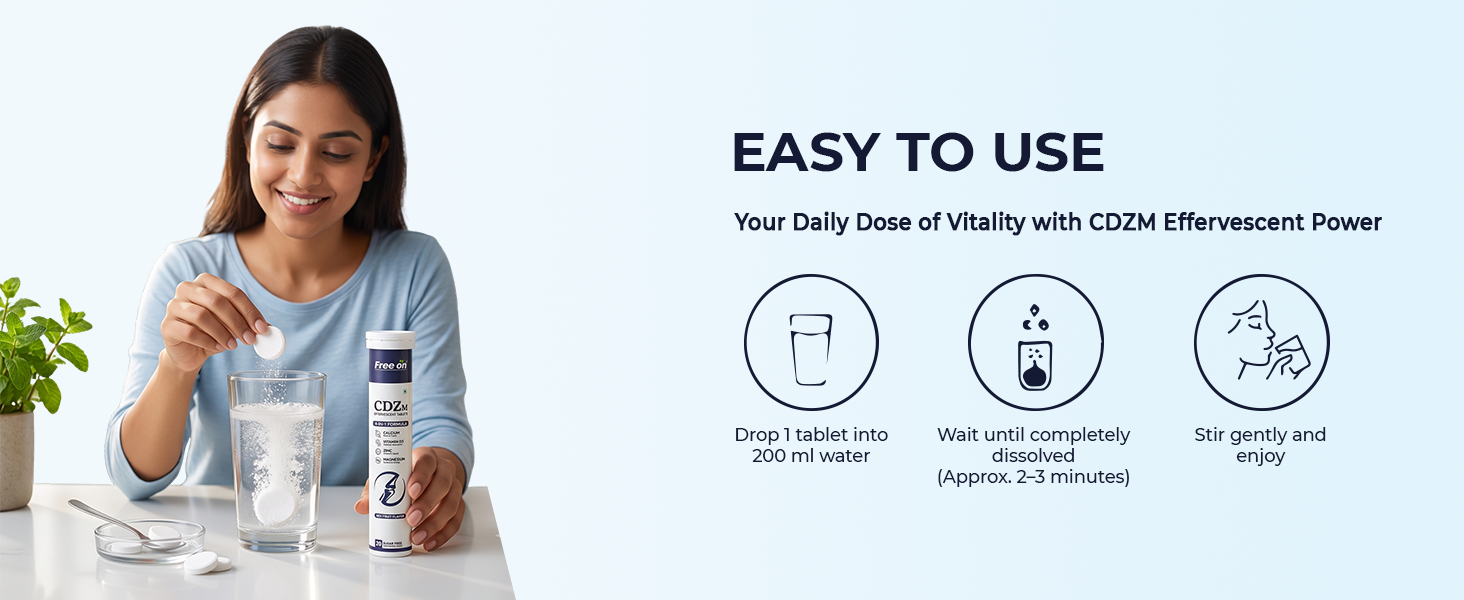 Free On CDZM Calcium Magnesium Zinc Vit D3 Effervescent Tablets, 20 Count