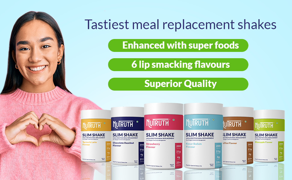 High Protein Meal Replacement Chocolate Hazelnut Flavoured Slim Shake | 21 Gm Protein/Serving | Weight Control & Management Protein Shake (500 Gm) (Pack of 2)