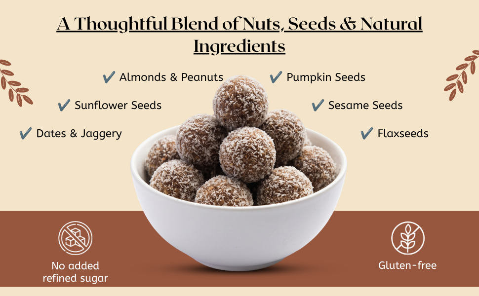 The Good Crumb Immunity Boosting Protein Bites I 250g I High Protein Laddoos I Made with Almonds, Peanuts, Sesame, Sunflower, Pumpkin, Flaxseeds, Dates, Coconut, Jaggery & Cardamom I Gluten-free I Healthy Snack