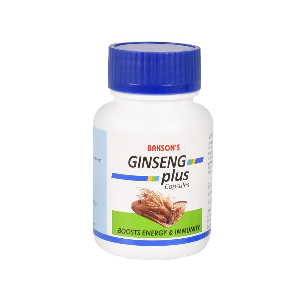 Bakson's Ginseng Plus Capsule | Immunity Booster Capsules For Enhancing Energy Levels, Memory, Concentration & Help To Reduce Stress, 30 Capsules