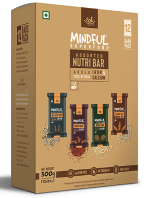 Eat Anytime Multigrain Millet Energy Chocolates, 12 Bars | High Protein, High Fiber, No Added Sugar | Gluten Free Granola Bars with Jowar, Dark Chocolate | Healthy Snack (300g)