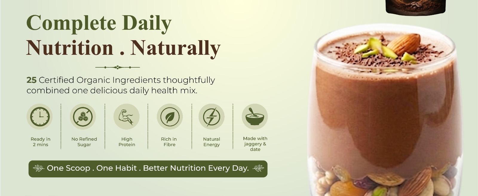 PureGanik Active Teens & Adult | 25 Organic Ingredients | Cardamom Flavor Nutrition Powder | No Refined Sugar | High Protein | Daily Nutrition | Easy to Digest | 400 gm