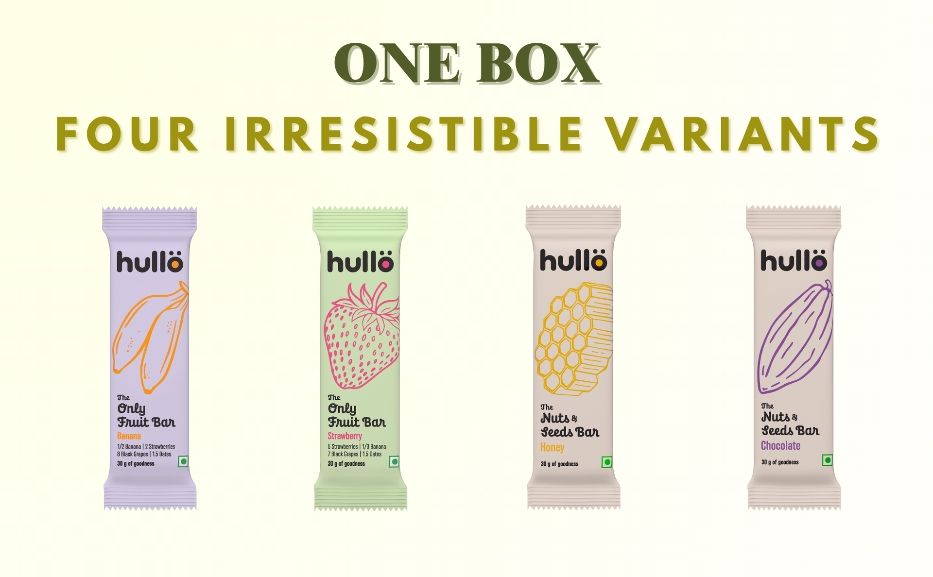 Hullo The Mix Box Snack Bars for Kids & Adults - Pack of 1 (4 Bars x 30g Each) | Healthy Snack Bar for School & Office Snacks | Gluten Free, Dairy-Free, No Added Sugar & Preservatives