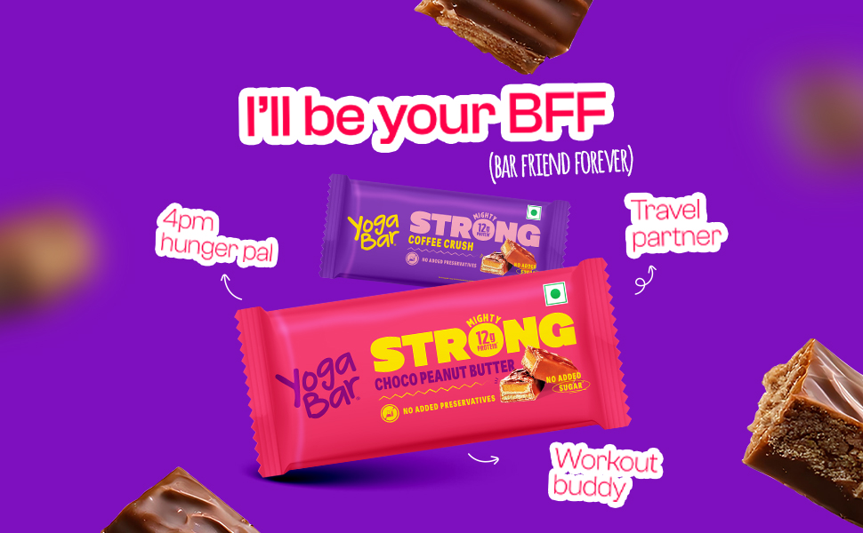 Yogabar Strong Choco Peanut Butter Protein Bars(Pack of 6), 12g Protein, No Added Sugar, No Preservatives
