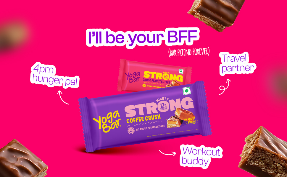 Yogabar Strong Coffee Crush Protein Bars(Pack of 6), 12g Protein, No Added Sugar, No Preservatives