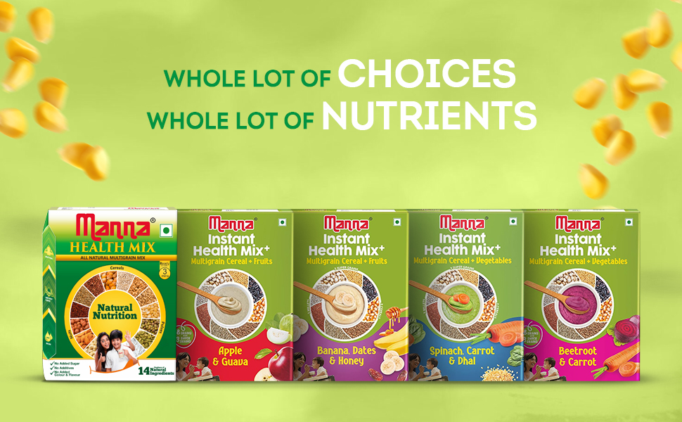 Manna Health Mix 3 Kg, All Natural Nutrition Drink, with 14 ingredients, Zero Sugar. Natural Nutrition. 1kg (Pack of 3)