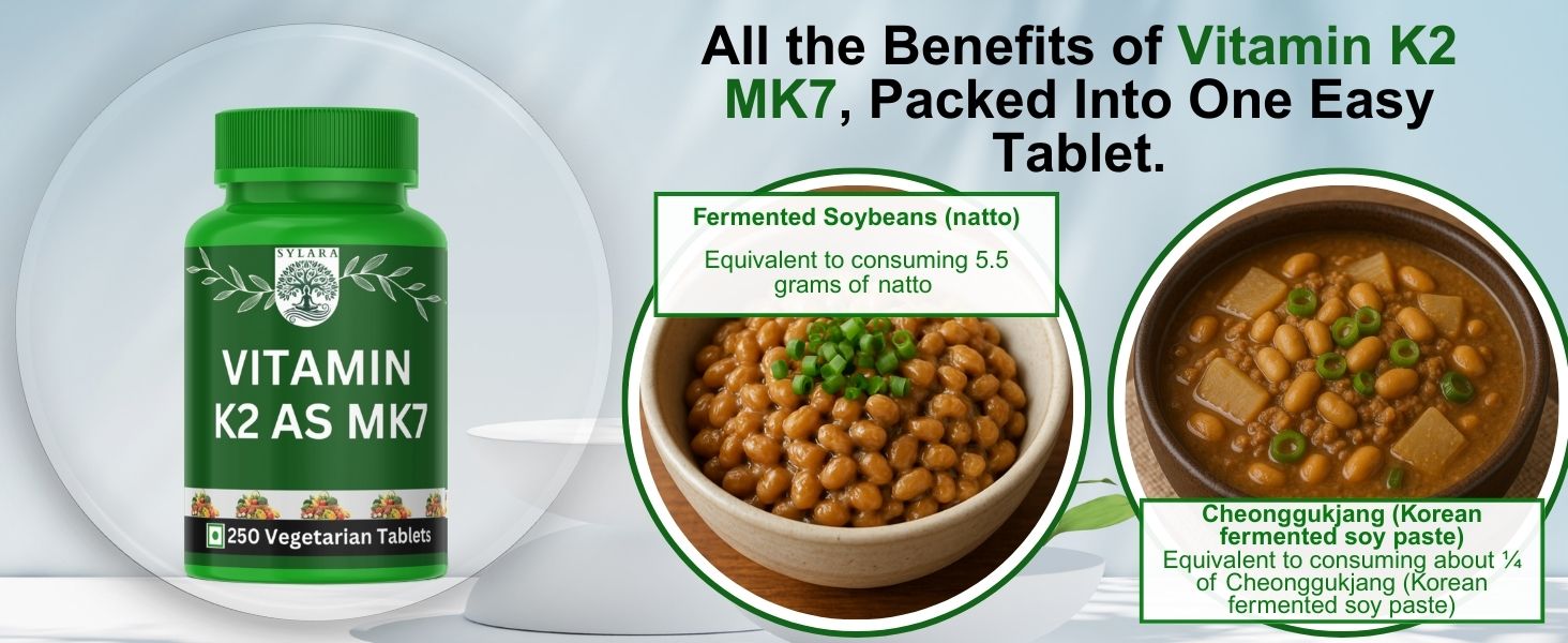 SYLARA Vitamin K2 MK7 Menaquinone - 250 Tablets Capsules Supplements