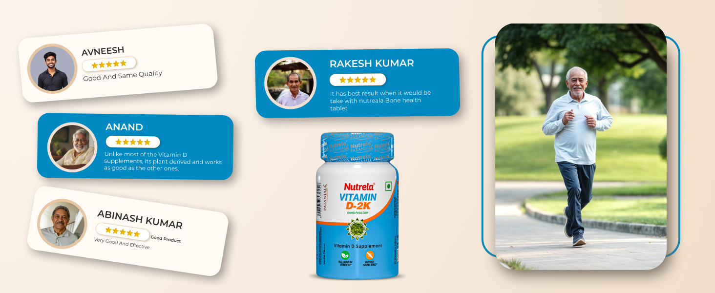 Nutrela Vitamin D-2K – 60 Chewable Tablets | Natural Vitamin D3 from Parmelia Perlata (Lichen) | Vanilla Flavour | Pack of 1