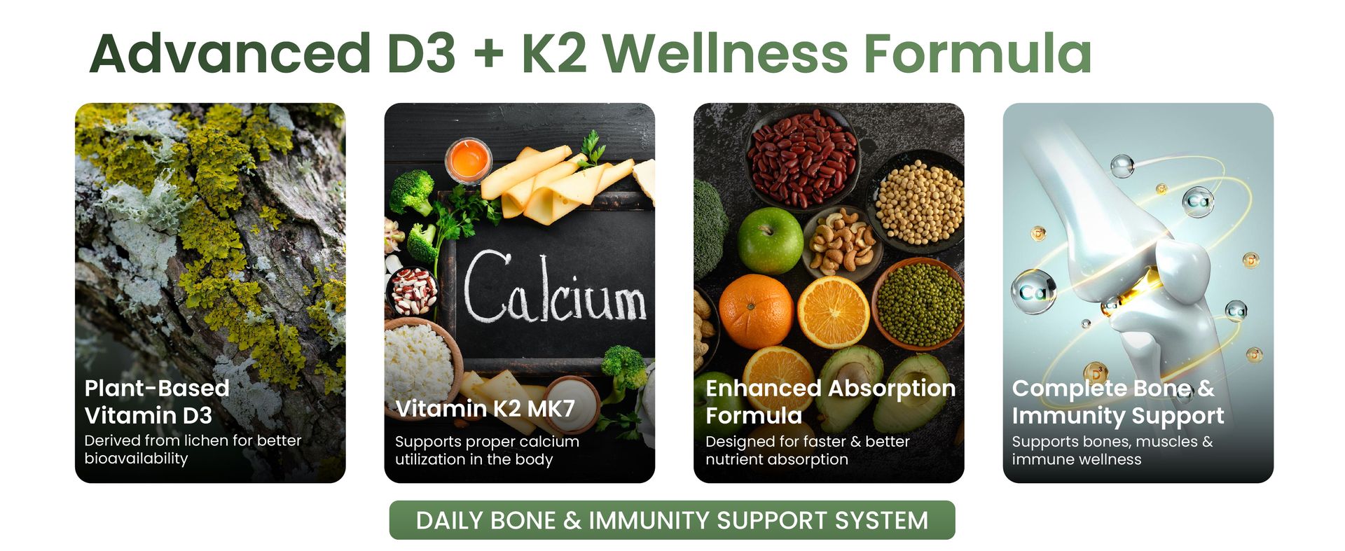 Vlado’s Himalayan Organics Plant Based Vitamin D3 600iU Supplement | Vitamin D3(Lichen) + K2(Menaquinone Mk7) | Faster Absorption | Boost Immunity | Healthy Bones | Plant Based D3 + K2 Supplement For Men and Women -120 Veg Capsules