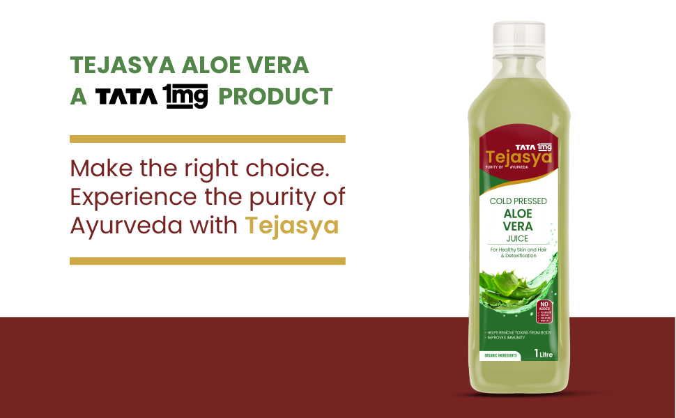 Tata 1mg Tejasya Aloevera Juice Hydrates Skin, Maintains Blood Sugar Levels, Promotes Digestion (Pack of 1)