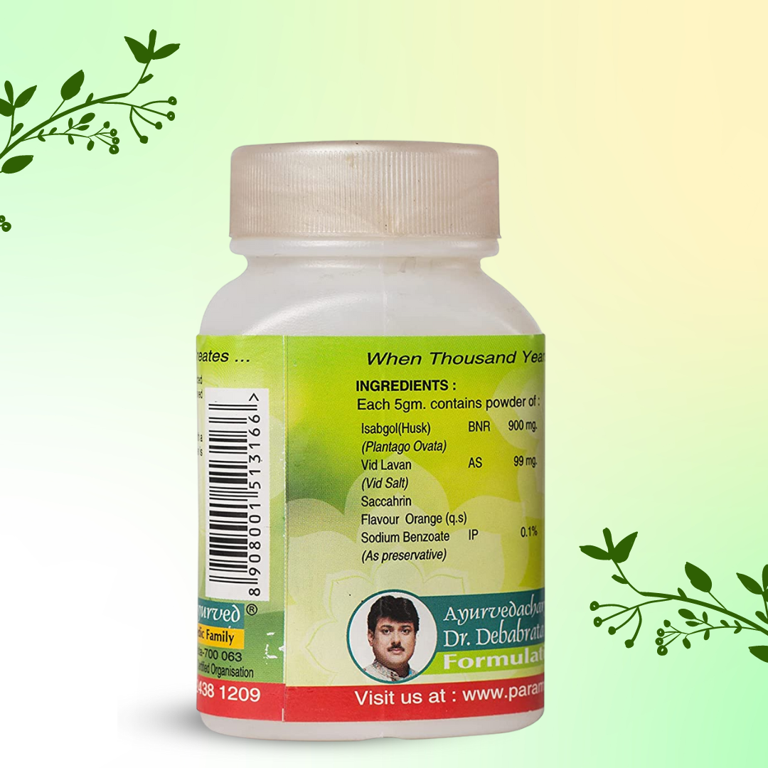 Parampara Ayurved Isabgol Plus Psyllium Husk Powder for Digestive Health Constipation Relief & Weight Management | High Fiber Supplement | 100g