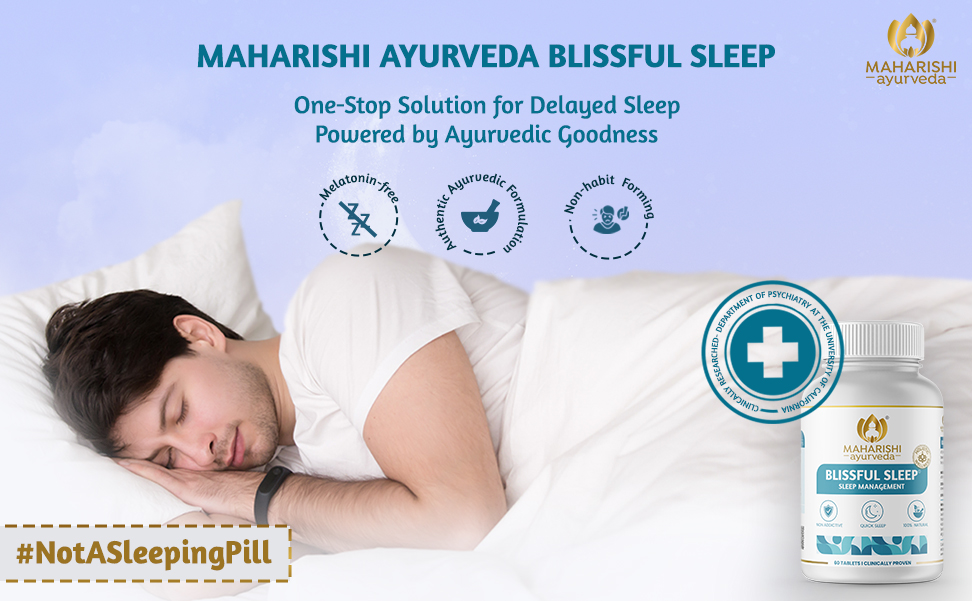 Maharishi Ayurveda Blissful Sleep Tablets For Sleep Management | Clinically Researched And Non-Habit Forming Melatonin - Rasayanam With Ashwagandha | Promotes Deep Sleep (60 Count (Pack Of 2))