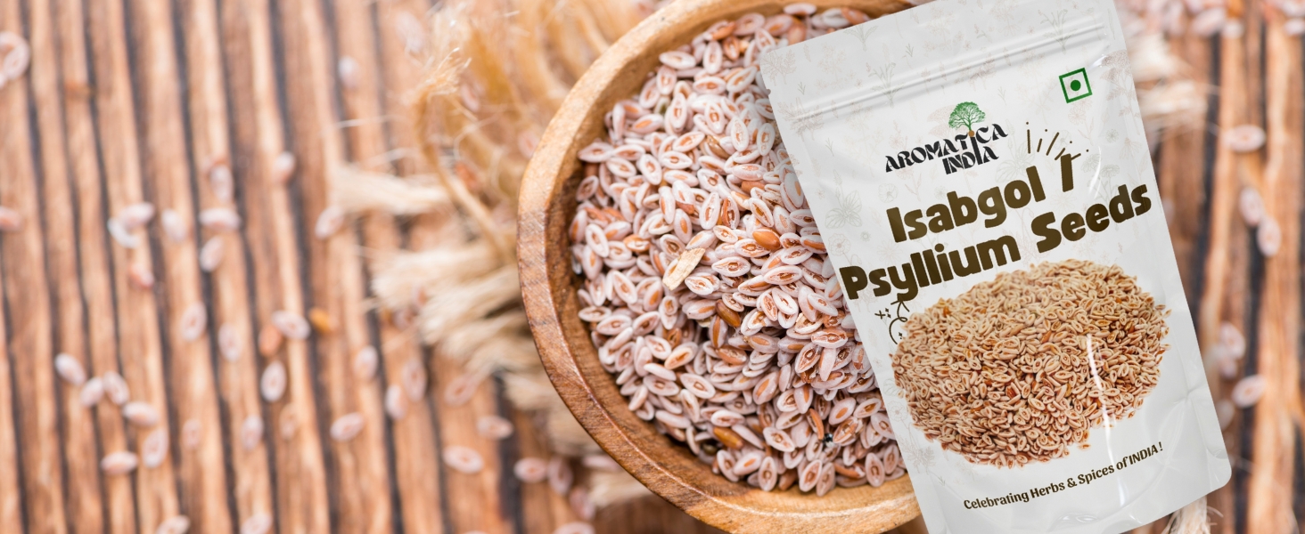 Aromatica India Organic Psyllium Seeds 500gm Isabgol Plantago Ovata Raw for Eating Pack