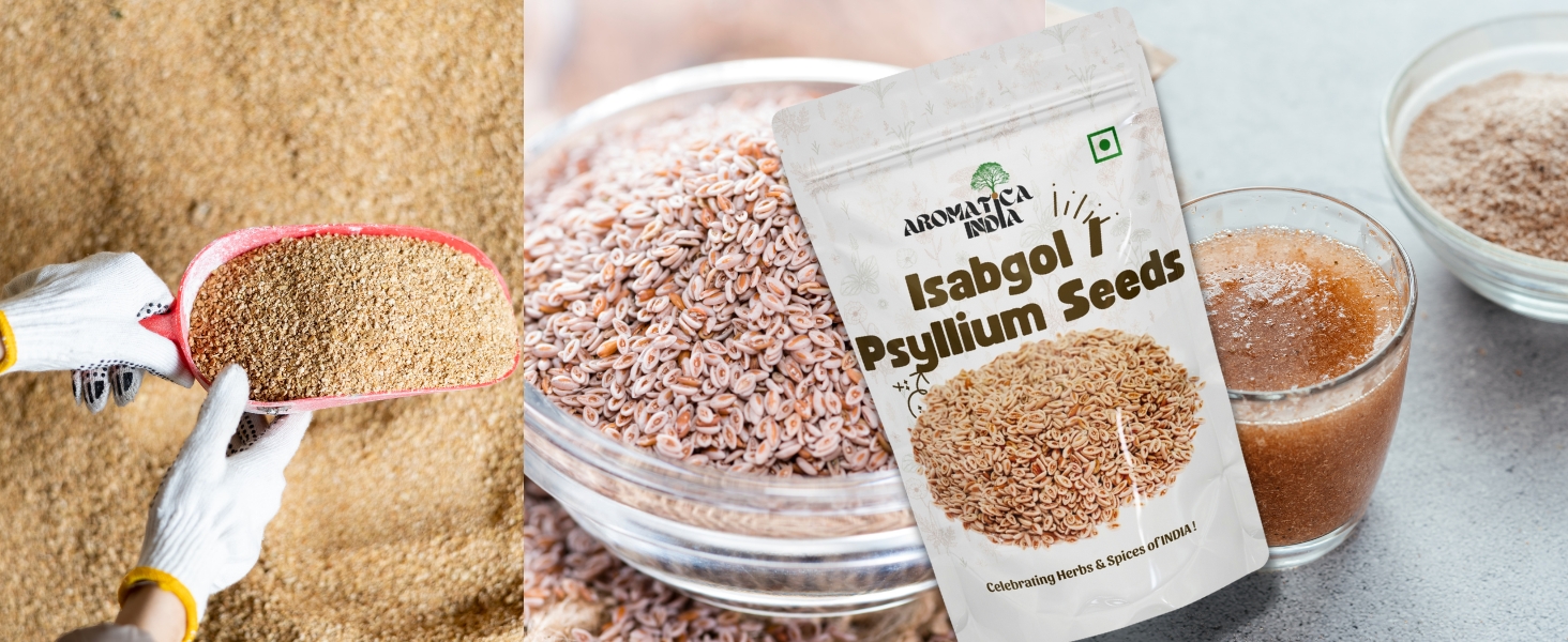 Aromatica India Organic Psyllium Seeds 500gm Isabgol Plantago Ovata Raw for Eating Pack