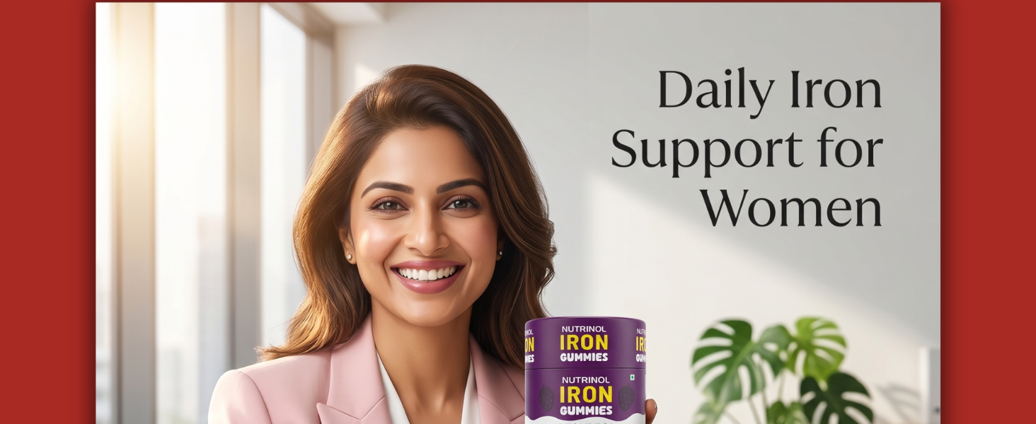 Knoll Healthcare Nutrinol Iron Gummies With Folic Acid & Vitamin E | Strawberry Flavour | No Sugar Added | 30 Gummies | Supports Hemoglobin, Energy & Immunity (Pack Of 2)