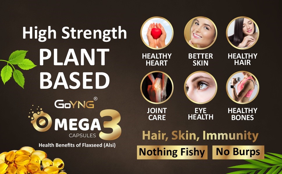 Omega 3 6 9 Vegan Natural Nutrition Supplement for Healthy Heart and Body 30 Veg Capsules