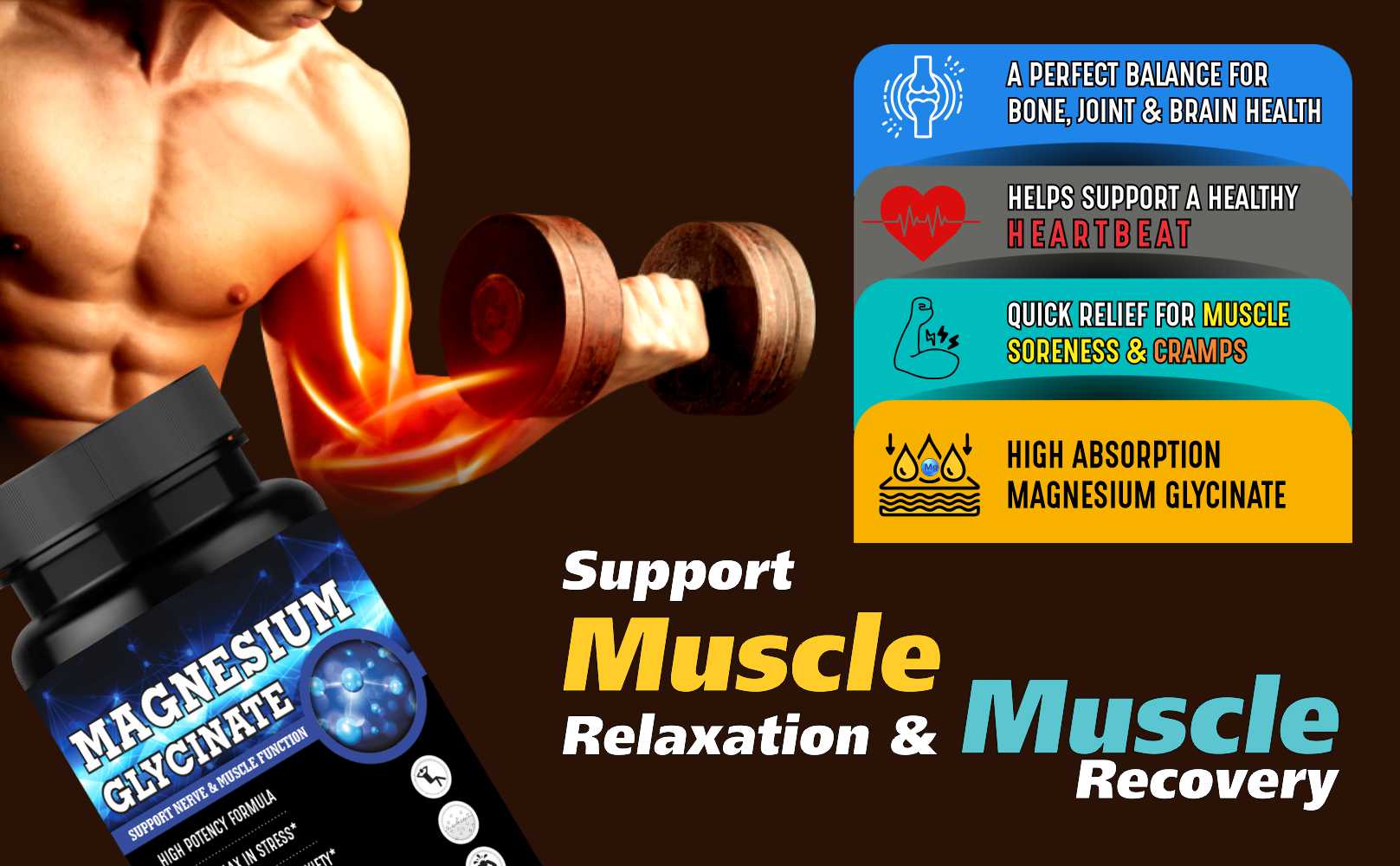High Absorption Magnesium Glycinate 750mg | 165mg Elemental Mineral | Supports Muscle Recovery, Nerve Health, Relaxation & Sleep | 60 Veg Capsules