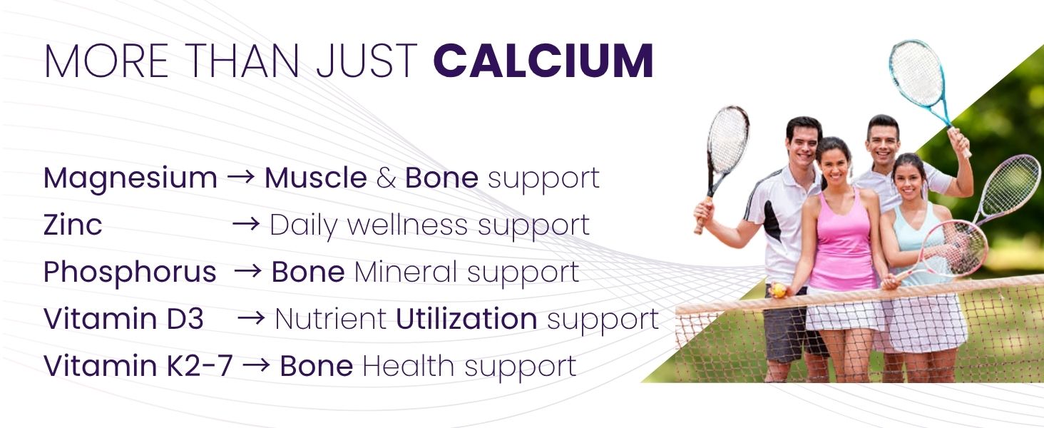 Calcium And Vitamin D3 Tablets | Calcium Tablets for Women & Men | Magnesium Zinc Supplement With Vitamin D3 + K2 MK7 To Support Bones health, Joints & Immunity CALCIFLEX by Vitaminhaat - 30 Tablets