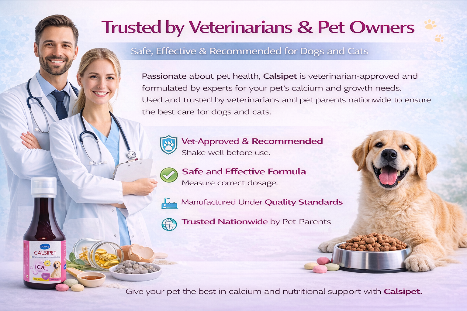 Wag and meaw Calsipet Calcium Phosphorus Vitamin D3 B12 Syrup for Dogs and Cats, 200 ml, Bone Strength Growth Immunity Support