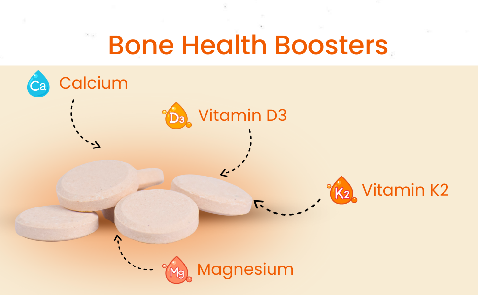 TMP CAL Calcium with Essential Vitamin D3, Vitamin K2 for Complete Health Support | Vitamin D3,B6,Calcium & Magnesium Combination | Orange Flavour (1 Pack (20 Effervescent Tablets))
