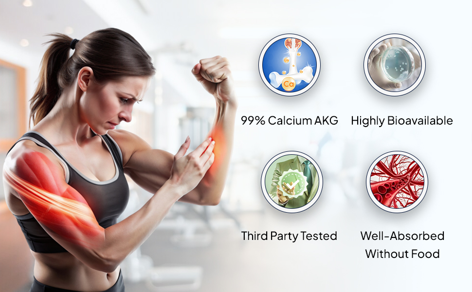 Miduty Calcium Alpha-Ketoglutarate (Ca-AKG) – 99% Stabilized Calcium AKG - Longevity & Bone Health Supplement For Men & Women – Supports Energy, Muscle Strength & Healthy Aging – 60 Veg Capsules