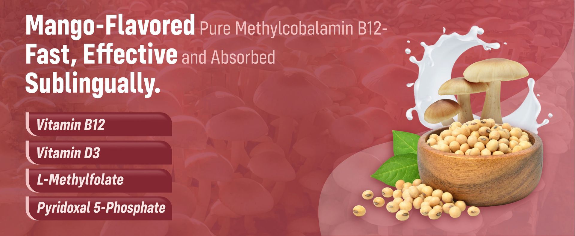 Sainebio Vitamin B12 with L-Methylfolate, Vitamin B6 & Vitamin D3 | Mouth Dissolving Tablets | Mango Flavour | 30 Tablets