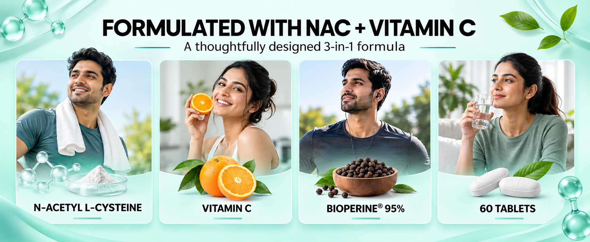 Liposomal NAC Supplement 600mg | N-Acetyl L-Cysteine with Vitamin C & Bioperine |Support Lung Detox, Deep Breathing & Liver Health | Antioxidant Supplement | 60 Veg Tablets