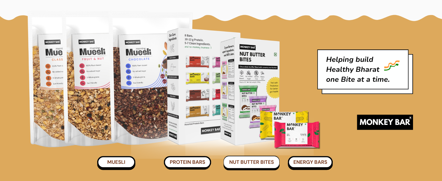 MONKEY BAR - Assorted Protein Bars - 8 Pack, 50grams each, 10-13g Protein, Healthy & High Protein Snack Bar, No Added Sugar, 5-7 All Natural Ingredients, 8 Delicious Flavours, Clean Energy