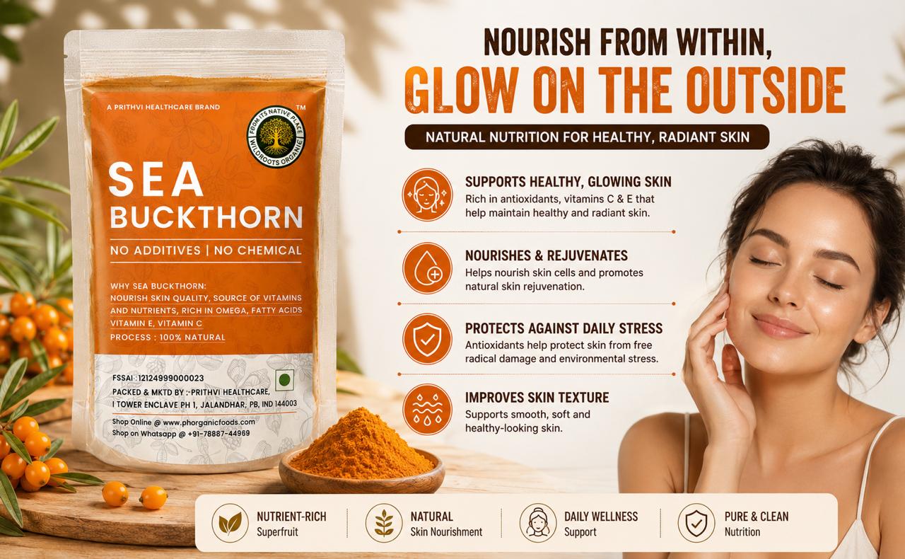 Sea Buckthorn Berries Powder 100g | Rich in Omega 3,6,7,9 | Rich in Vitamin C | Best for Skin and Immunity | No added sugar or preservatives