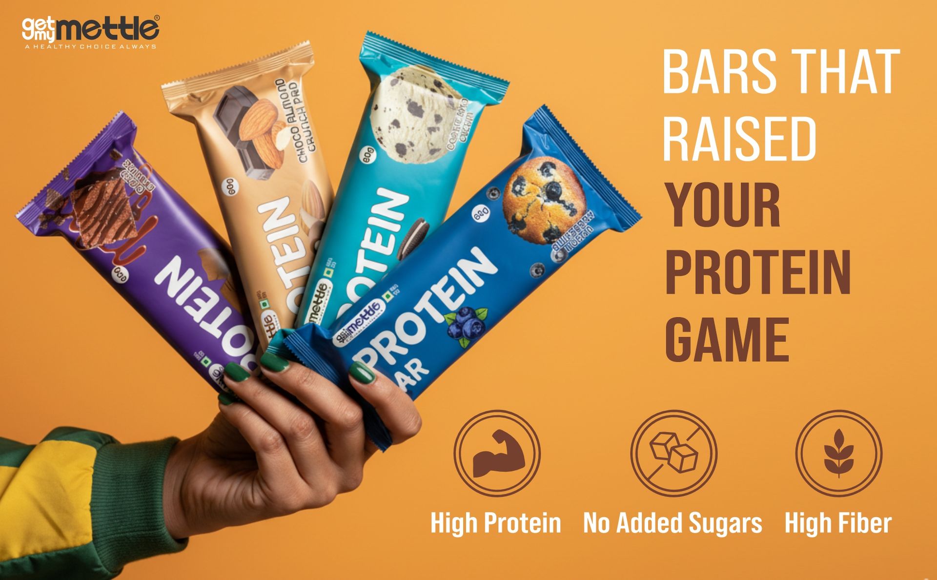 Mettle Assorted Protein bar |Each 60g Bar | All Flavor In one Box | Protein Bars (360g, Assorted Box)