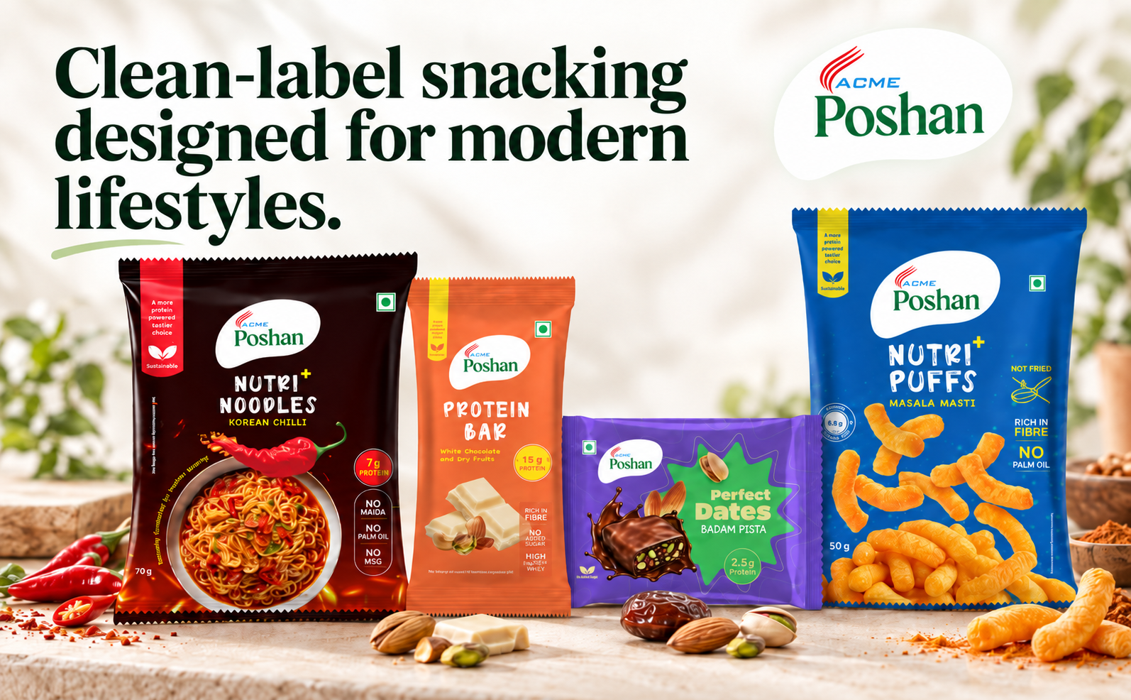 ACME Poshan Protein Bars, No Artificial Colour, Rich in Fibre, High PDCAAS Protein Snack Bar, Dark Chocolate & Dry Fruits, Dates & Almonds, White Chocolate & Dry Fruits, Pack of 6