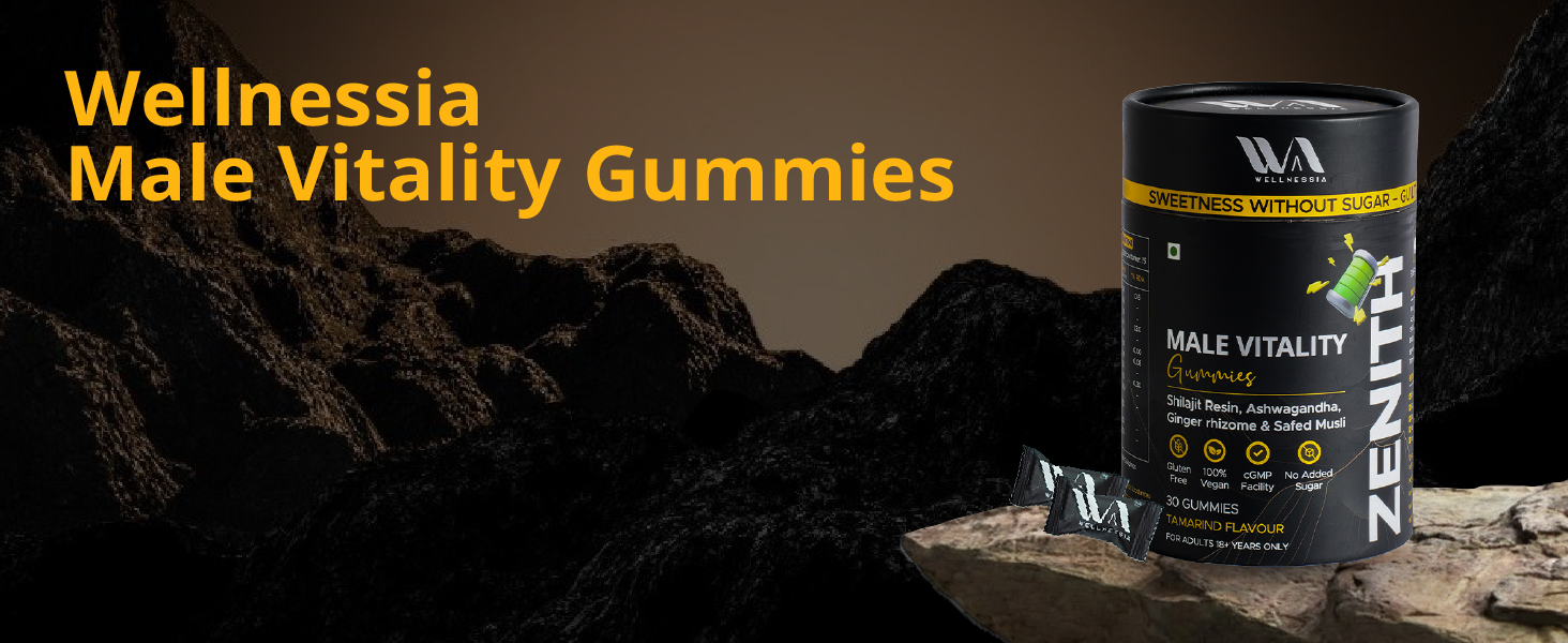 Shilajit Gummies for Men with Ashwagandha & Safed Musli for Energy, Strength & Natural Stamina Support | Daily Male Vitality Formula | 30 Veg Gummies (Tamarind Flavor)