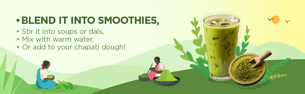 Two Brothers Organic Farms Moringa Powder | Rich in Nutrients | Contains essential vitamins and minerals | Naturally boosts energy and overall gut health | Chemical Free Lab - Tested 100 gms