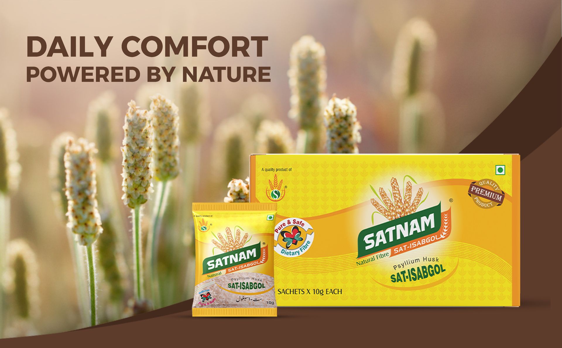 SATNAM Sat-Isabgol Psyllium Husk | Travel Friendly Pack | 250 Gram - 25 Sachets