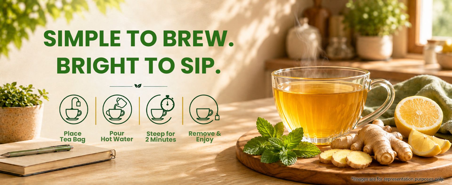 Celest Ginger Mint Lemon Green Tea 400 Tea Bags (100 Bags × 4) | Vitamin C Enriched | Immunity Support