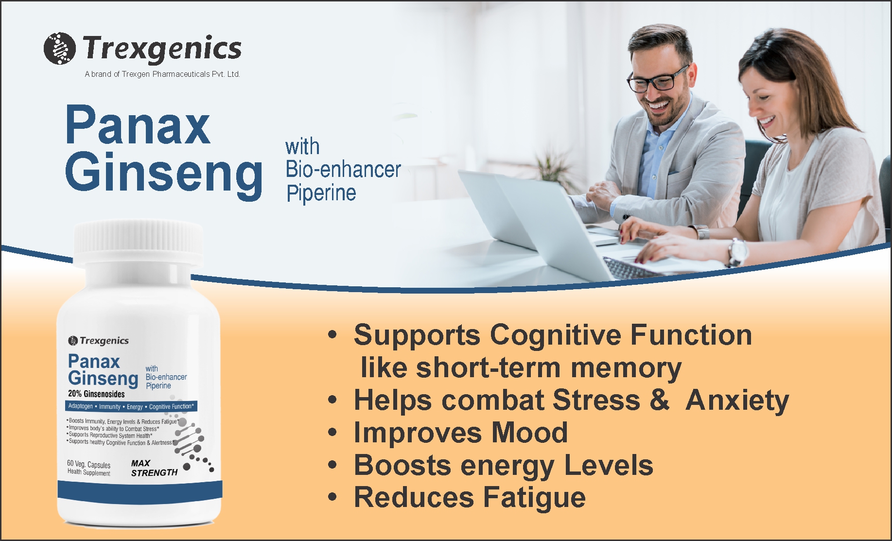 Trexgenics PANAX (Red/Korean) GINSENG 20% Ginesenosides 500mg Premium with Bio-enhancer Piperine 5mg Adaptogen, Immunity, Energy, Cognitive Function(60 Vcaps) (2)