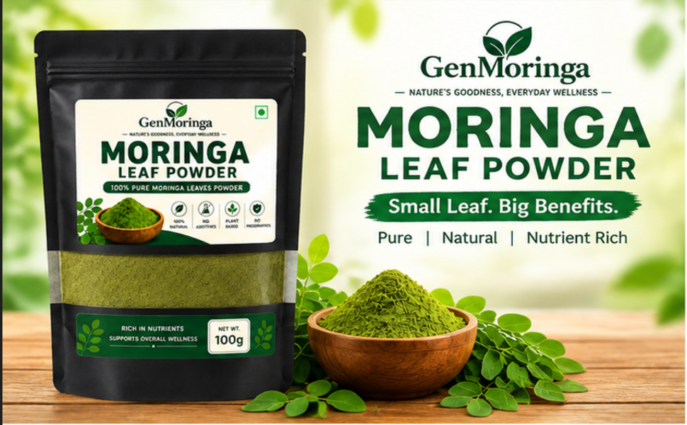 GenMoringa Moringa Leaf Powder 100% Pure Natural Moringa Powder Plant Based No Additives No Preservatives Rich in Nutrients for Daily Wellness 100g